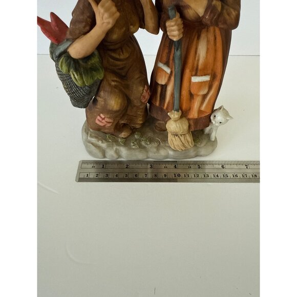 Lefton Hand-Painted Porcelain Figurine Of Gossiping Women With Cat - Picture 9 of 11